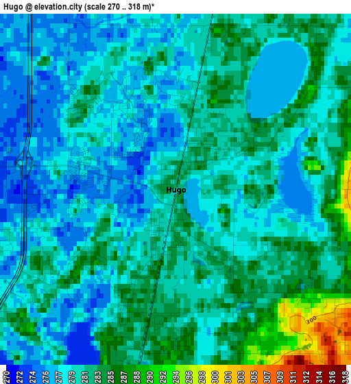 Hugo elevation map