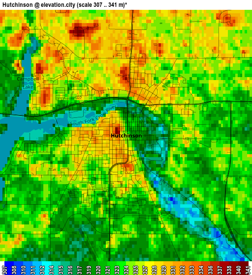 Hutchinson elevation map