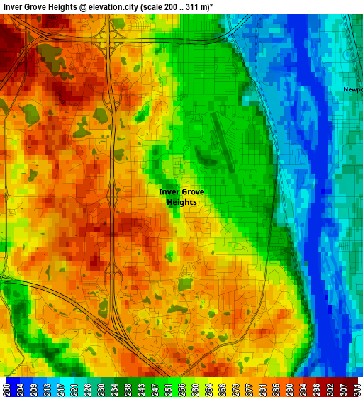 Inver Grove Heights elevation map