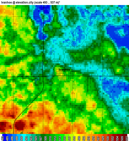 Ivanhoe elevation map