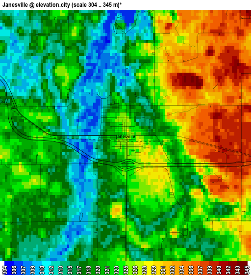 Janesville elevation map