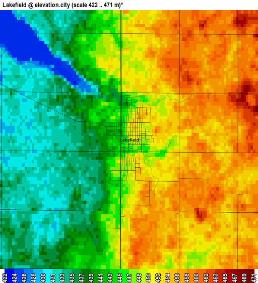 Lakefield elevation map