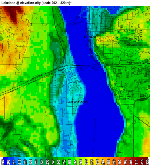 Lakeland elevation map