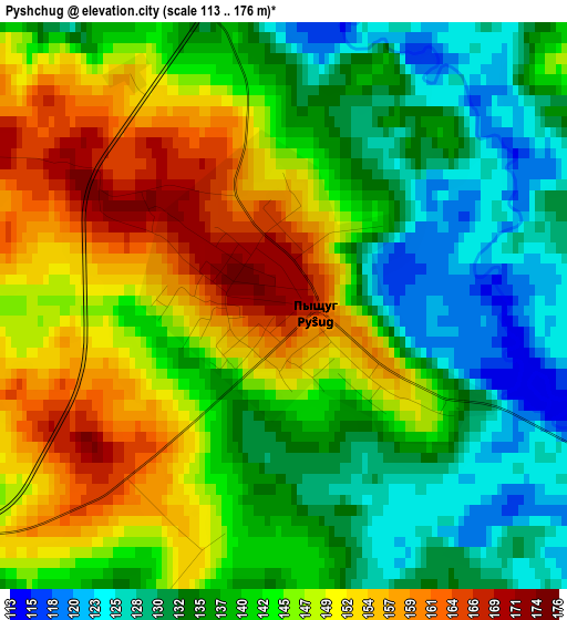 Pyshchug elevation map