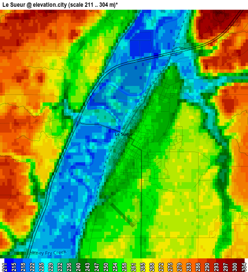 Le Sueur elevation map