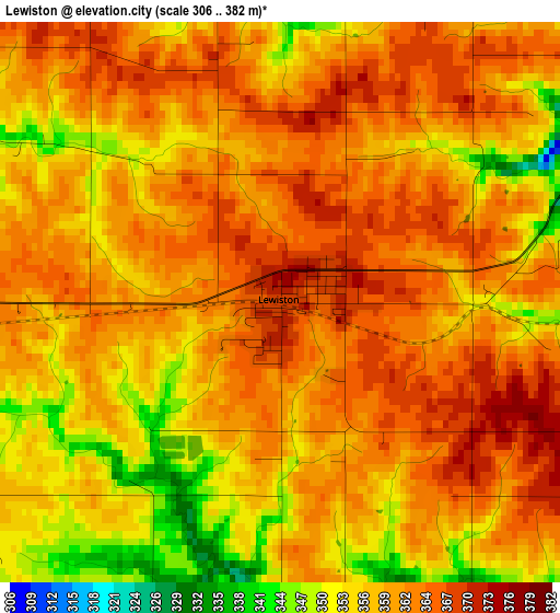 Lewiston elevation map