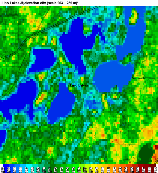 Lino Lakes elevation map