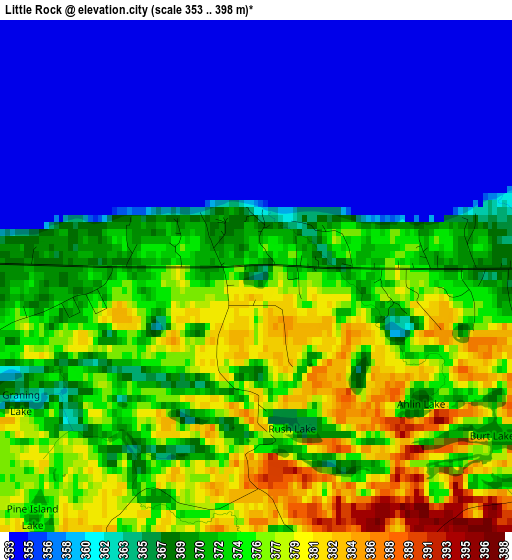 Little Rock elevation map