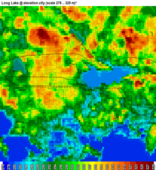 Long Lake elevation map