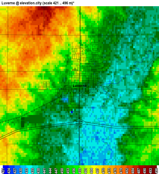 Luverne elevation map