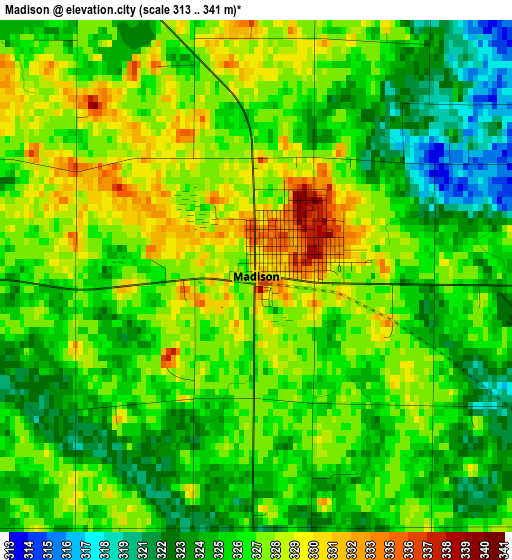 Madison elevation map