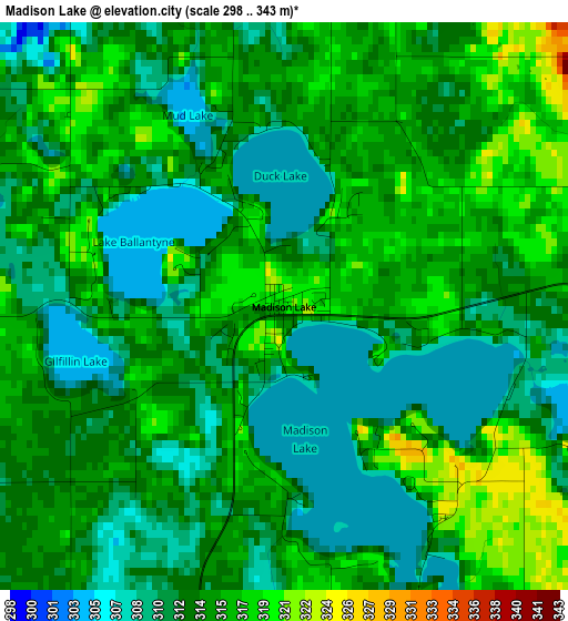 Madison Lake elevation map