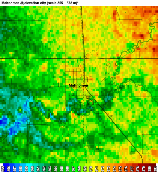 Mahnomen elevation map