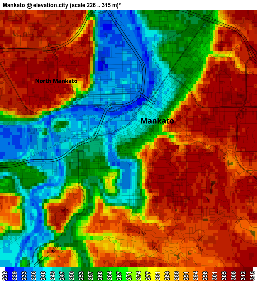 Mankato elevation map