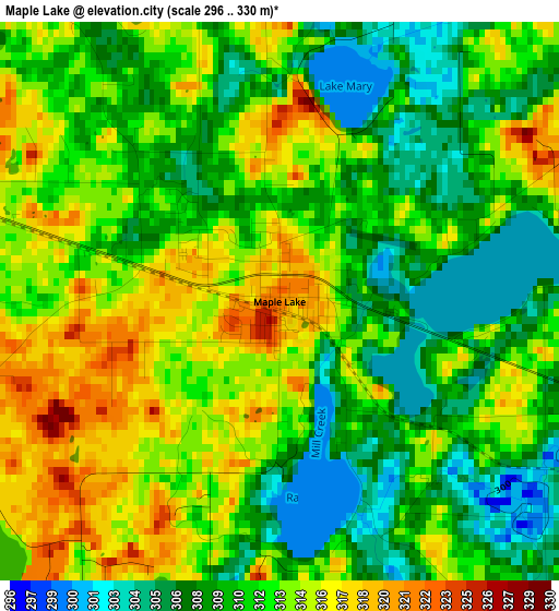 Maple Lake elevation map