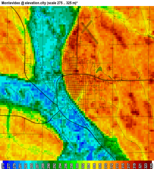 Montevideo elevation map