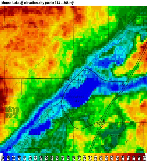 Moose Lake elevation map