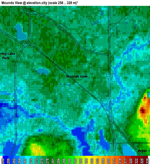 Mounds View elevation map