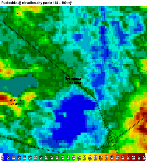 Pustoshka elevation map