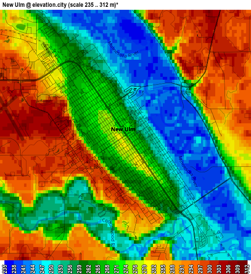 New Ulm elevation map