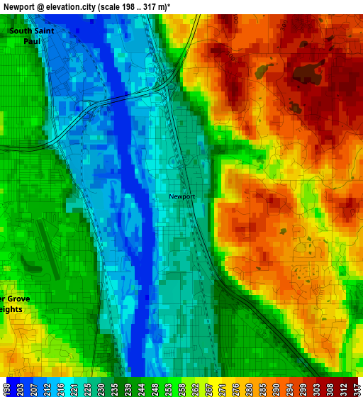 Newport elevation map