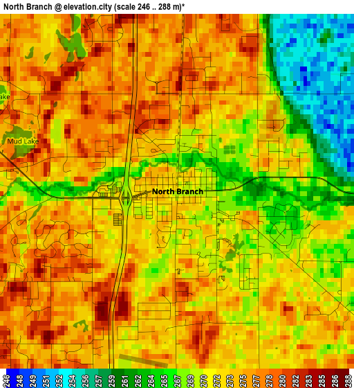 North Branch elevation map