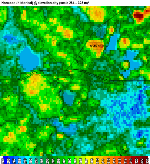 Norwood (historical) elevation map