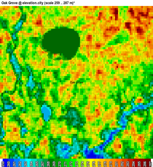 Oak Grove elevation map