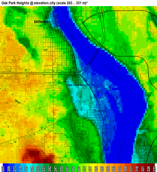 Oak Park Heights elevation map