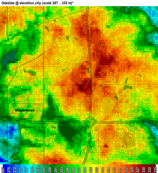 Oakdale elevation map