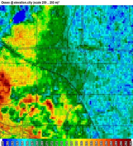 Osseo elevation map