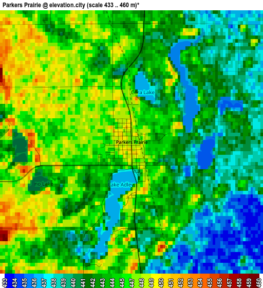 Parkers Prairie elevation map