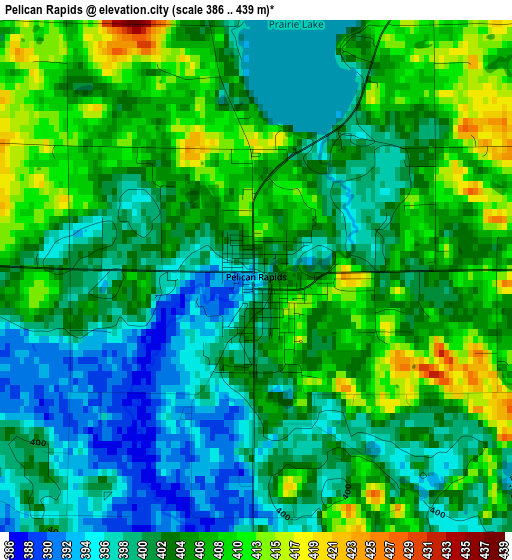 Pelican Rapids elevation map