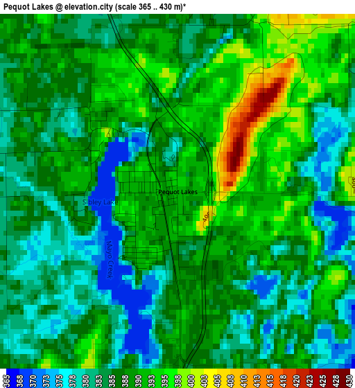 Pequot Lakes elevation map