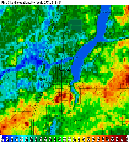 Pine City elevation map