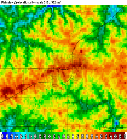 Plainview elevation map