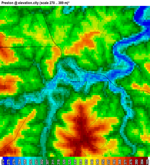 Preston elevation map