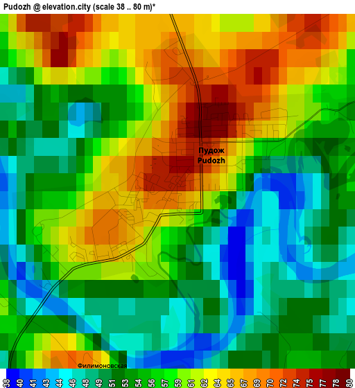 Pudozh elevation map