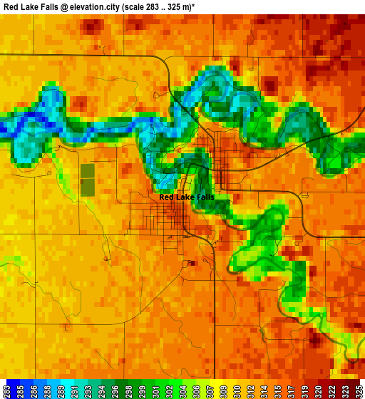 Red Lake Falls elevation map