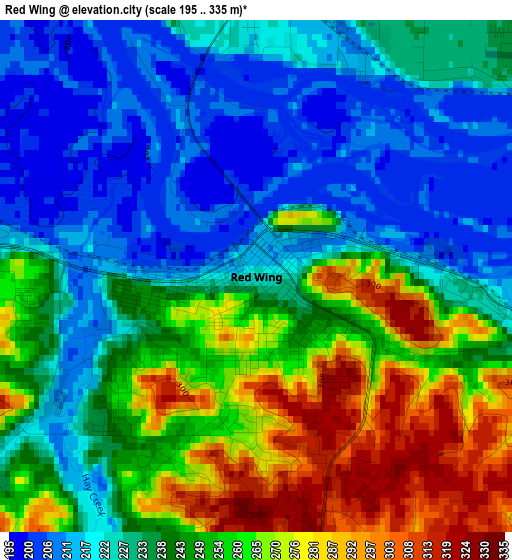 Red Wing elevation map