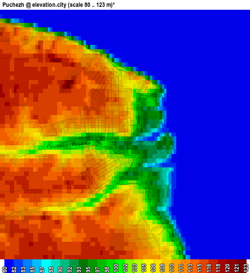 Puchezh elevation map