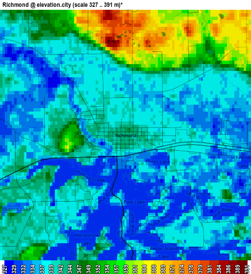 Richmond elevation map