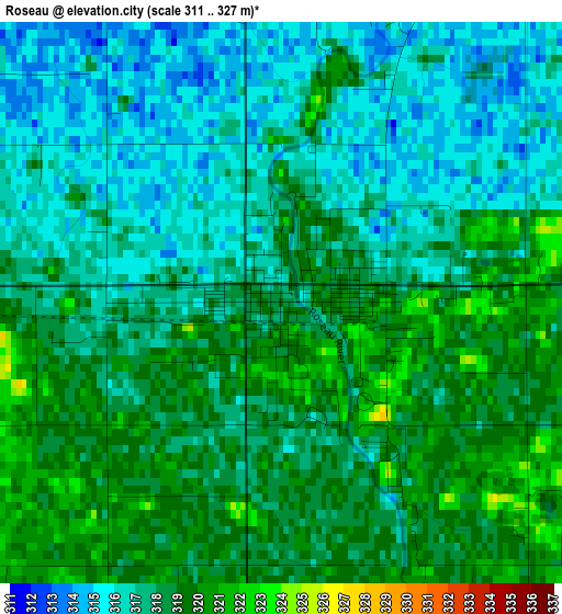 Roseau elevation map