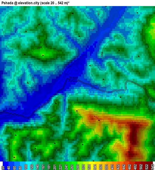 Pshada elevation map