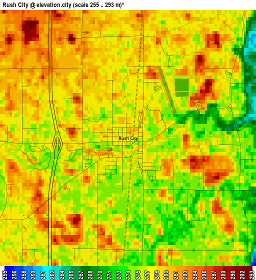 Rush City elevation map