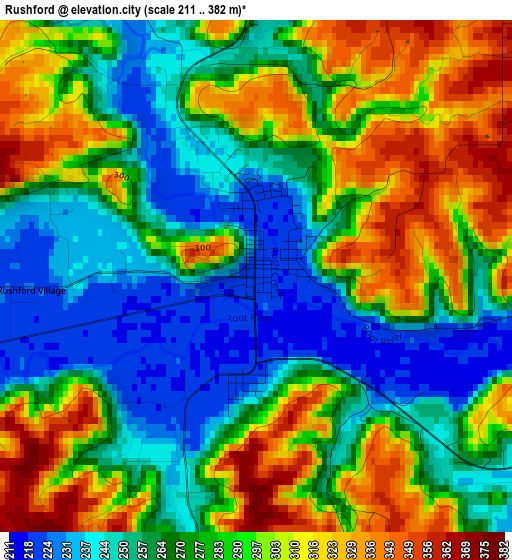 Rushford elevation map