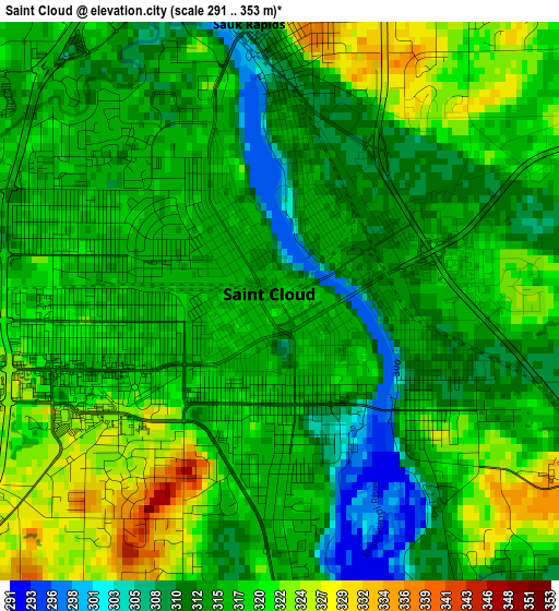 Saint Cloud elevation map