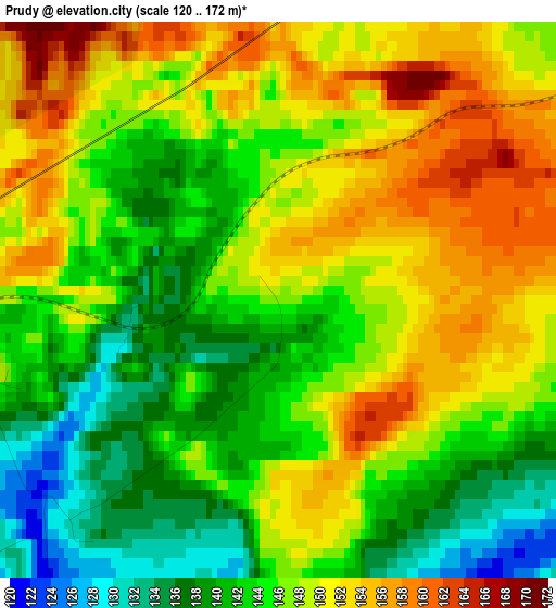 Prudy elevation map