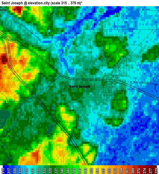 Saint Joseph elevation map