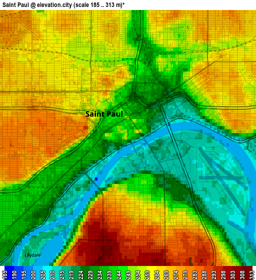 Saint Paul elevation map